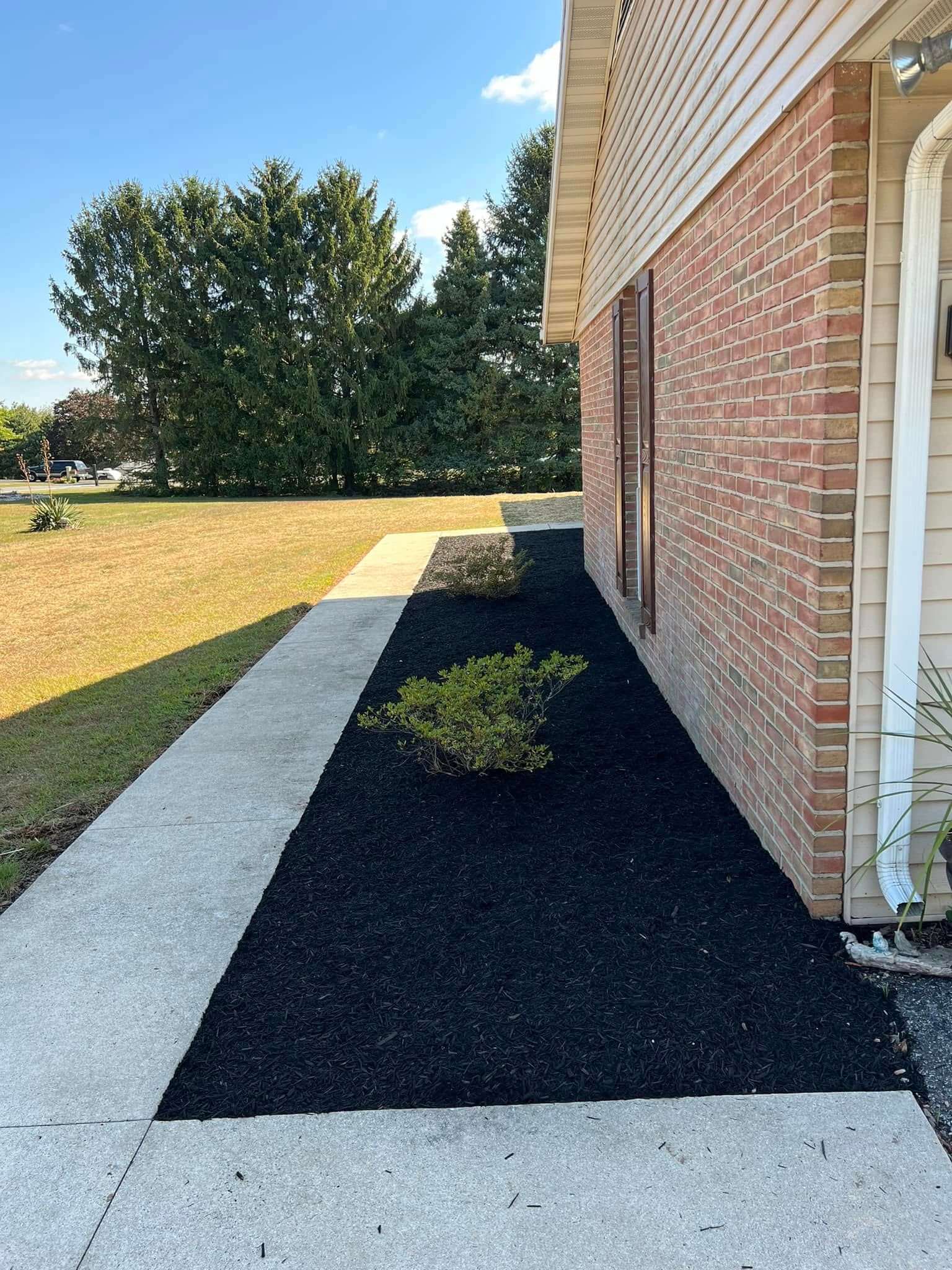 clean new mulch garden beds