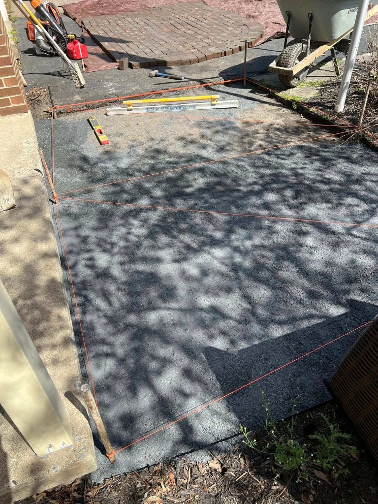 clearing level land for brick path