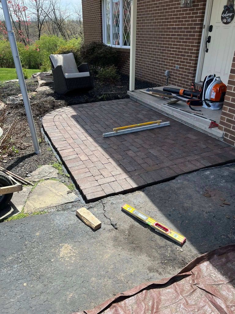 leveling brick path being refreshed