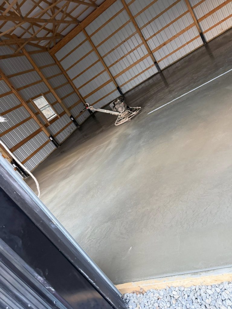garage floor concrete pour project