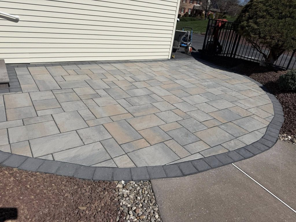 rebuilt patio with asymmetric style, hardscaping, hardscape repair