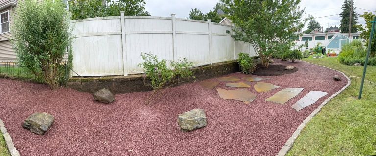 full view of a new garden bed in allentown, landscape tear out
